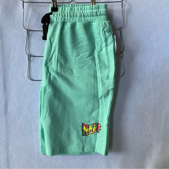 Neff Mint Shorts with Vibrant Logo - Picture 1 of 8